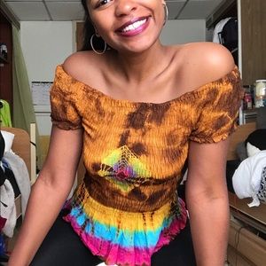 Off-shoulder Tie-Dye Top